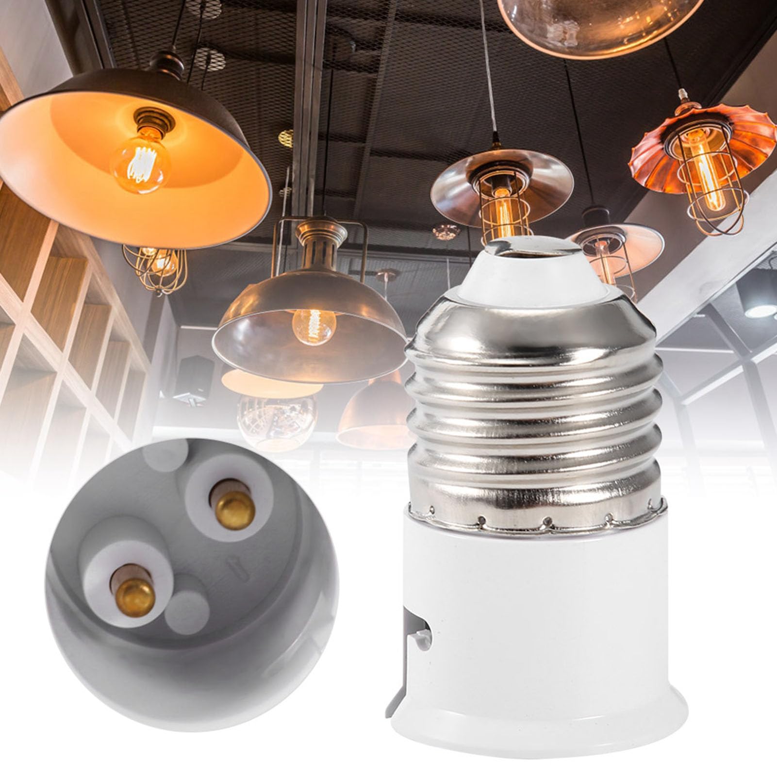 E27 to B22 Light Bulb Socket Adapter Converter Base for Home Office Industrial Sites
