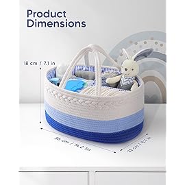 Maliton Baby Diaper Caddy Organizer, Cotton Rope Diaper Caddy Basket, Large Storage Basket for Newborn Boys and Girls, Gift for Baby Shower List, Newborn Essentials