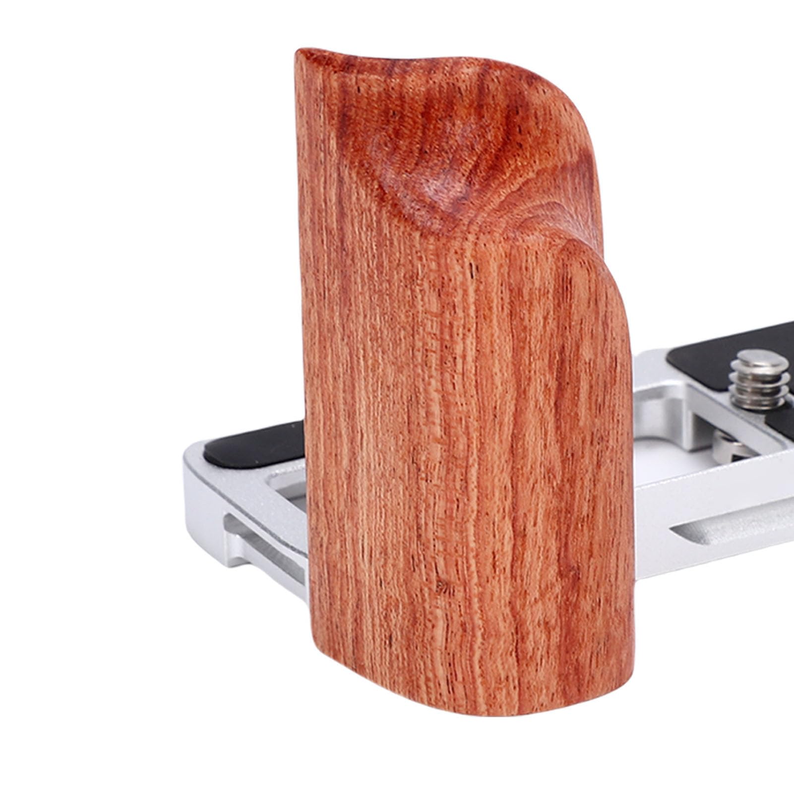 Tosuny Staffa a L per V1, Piastra a Sgancio Rapido in Alluminio (SILVER) | L Shape Handgrip with Wood Grip, 1/4 Inch Threaded Hole, Support for Arca Tripod
