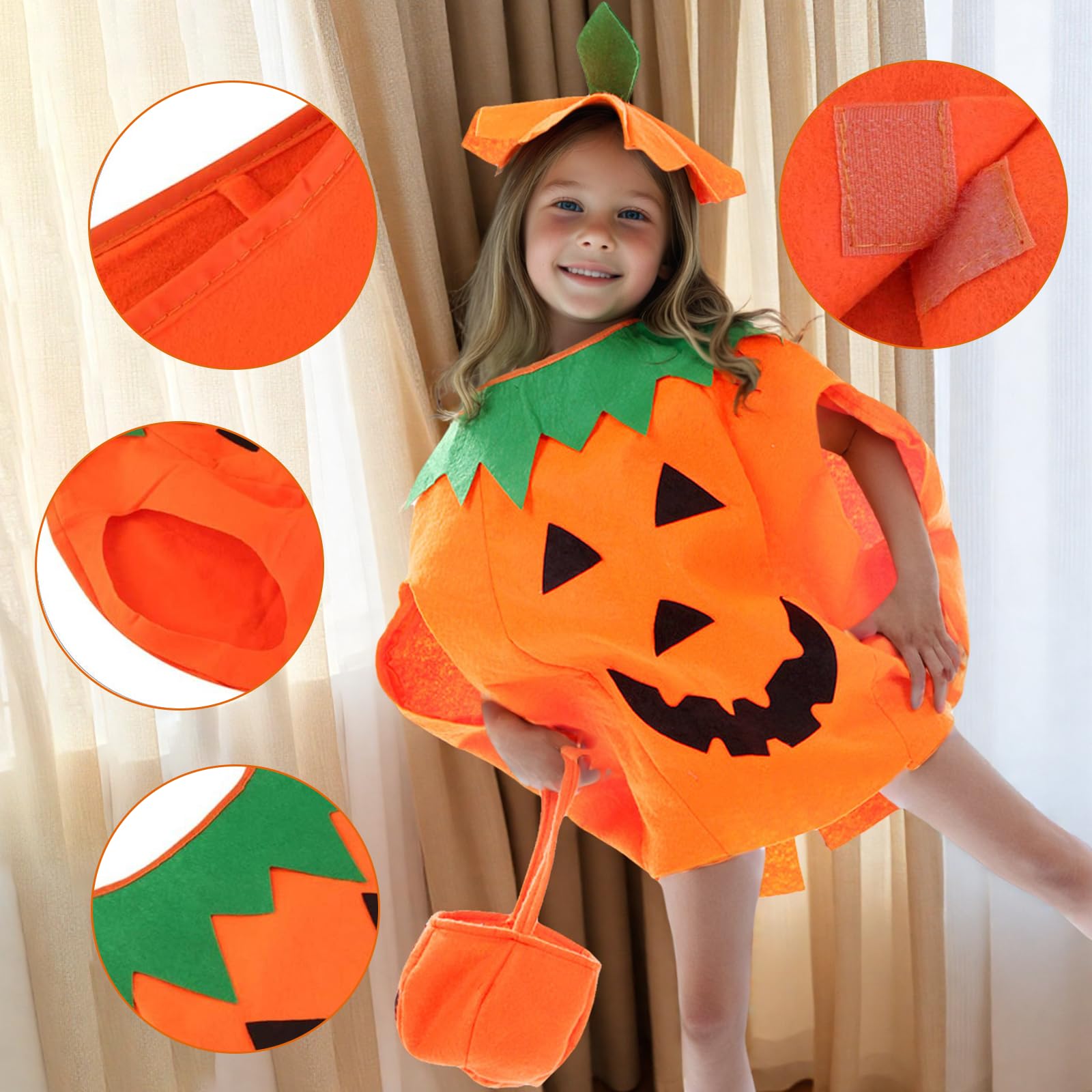 AYNKH Unisex Fancy Dress Pumpkin Outfit Clothes, Pumpkin Outfit with Candy Bag Hat - Image 4