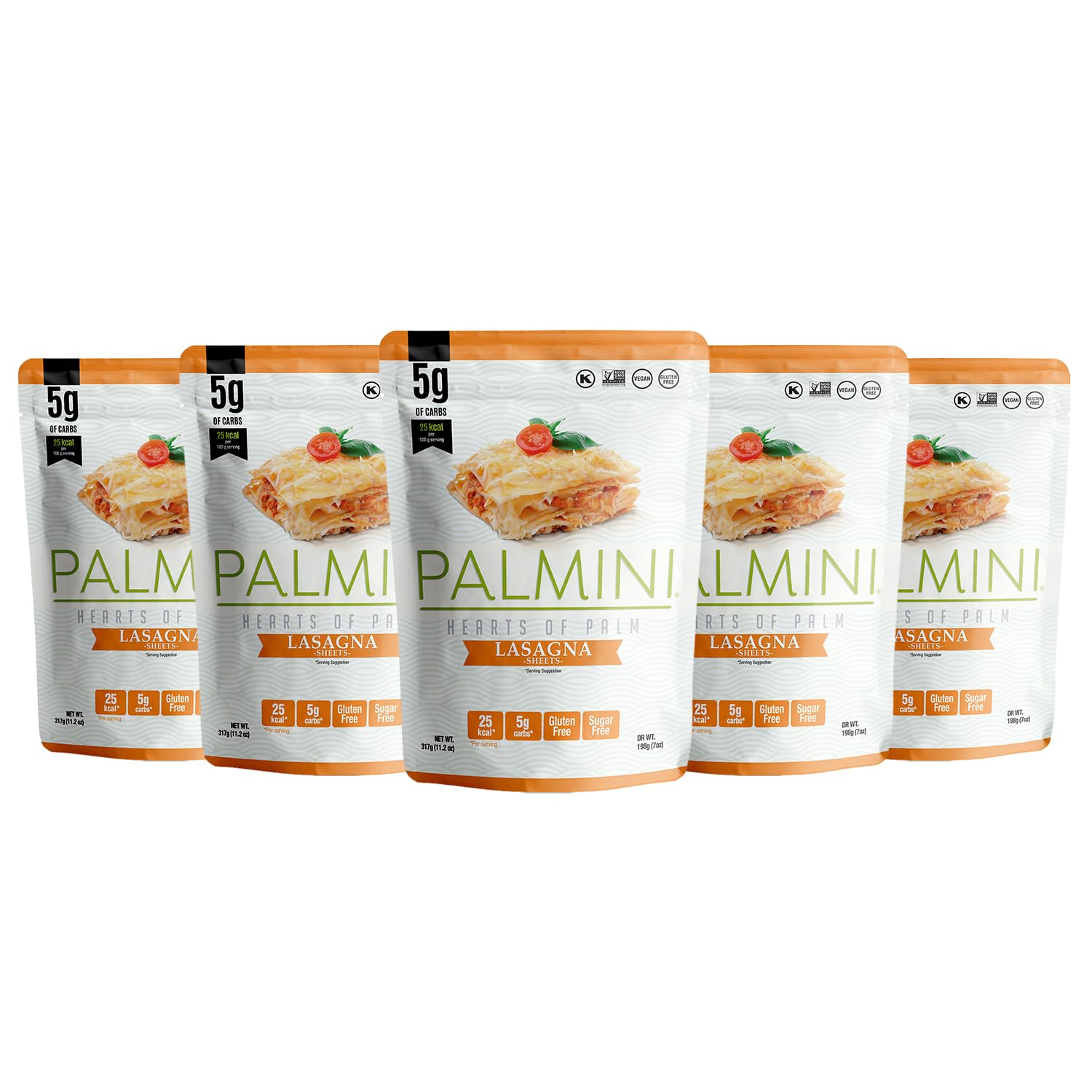 PALMINI Pâtes Lasagne - Cœurs de palmier – Vegan | Sans OGM – Faible en calories – Keto – Sans Sucre– 338g | (Pack de 6)