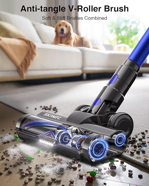Cordless Vacuum Cleaner, Upgraded 650W 55KPA 70Mins Vacuum Cleaners with Self-Standing and Touch Screen, Anti-Tangle, Rechargeable Vacuum, Stick Vacuum for Pet Hair, Carpets, Hard Floors & Car - 3