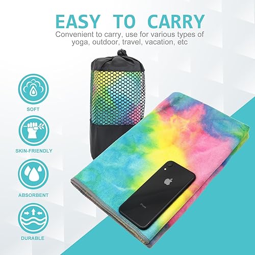 Miniatura 3 de Eunzel Toalla de yoga, toalla para esterilla de yoga caliente con puntos de agarre, absorbente de sudor, antideslizante, para yoga caliente, pilates