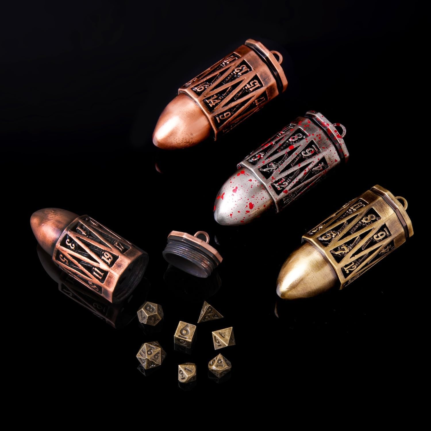 Bullet Metal mini DND Dice Set Dice Tiny Small Dice Set with for Dungeons and Dragons（Glod）