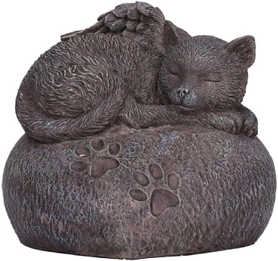 Pacific Giftware Pet Memorial My Love Sleeping Angle Cat Foot Print Rock Urn Bottom Load 30 Cubic