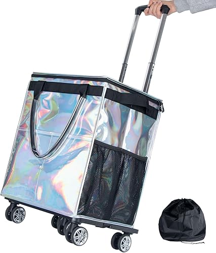 Miniatura 10 de Bolsas de comestibles reutilizables sobre ruedas, bolsa de asas con ruedas, carrito de compras portátil para comestibles con ruedas y bolsa con