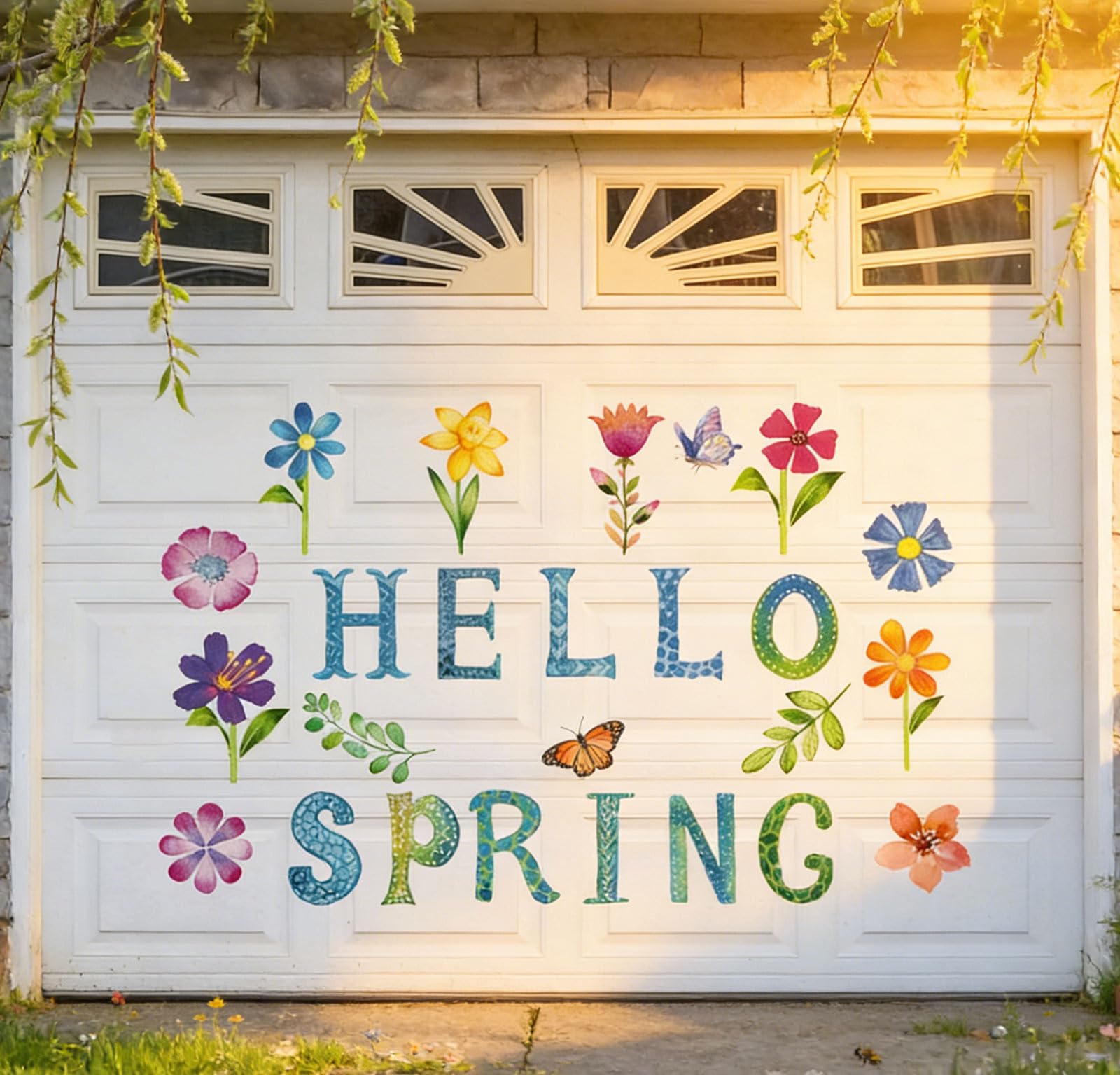 Amazon.com: Whaline Hello Spring Garage Door Magnets Watercolor