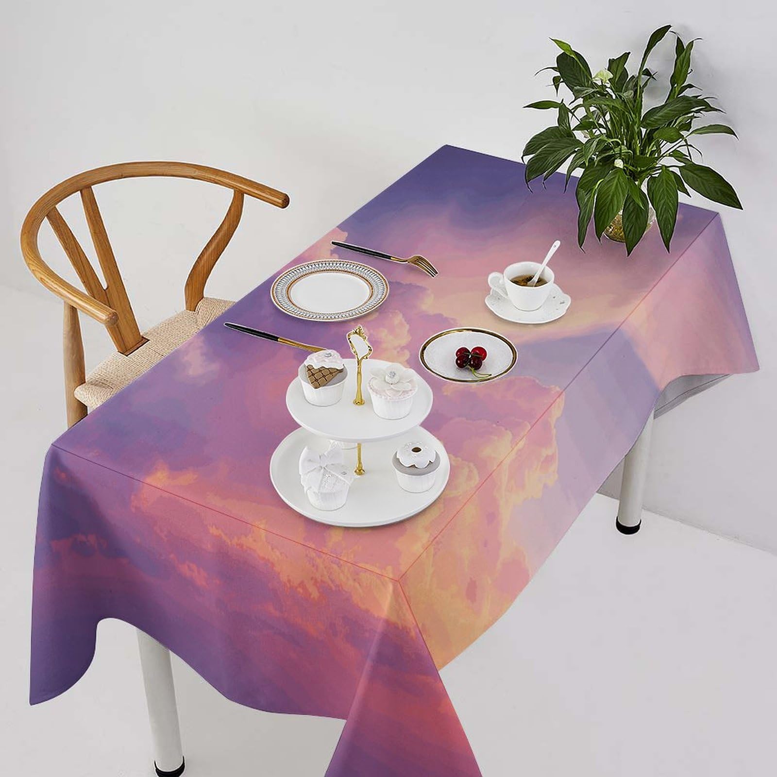 Nappe violette et orange de style rustique pour repas de mariage et fêtes