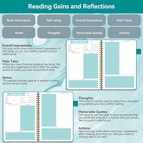Miniatura 4 de Diarios de lectura para amantes de los libros, diario de lectura de libros para que los lectores revisen y rastreen tu lectura, diario