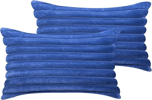 Miniatura 63 de Juego de 2 fundas de almohada de 18 x 18 pulgadas, fundas decorativas de piel sintética para cama, funda de almohada suave y esponjosa con respaldo