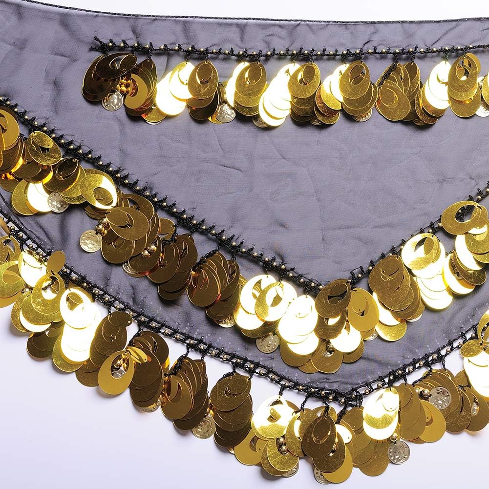 Sciarpa Danza Del Ventre Con Nappe Pavone - Costume Femminile Per Hip Scarf, Blu/Verde/Oro/Argento - Foto 4