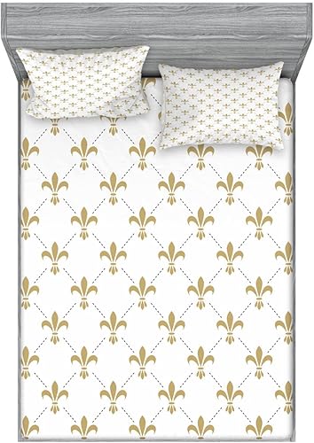 Miniatura 142 de Ambesonne Juego de sábanas bajeras y fundas de almohada, dibujos de aviones antiguos, vuelos clásicos con fechas, estilo vintage, diseño nostálgico,