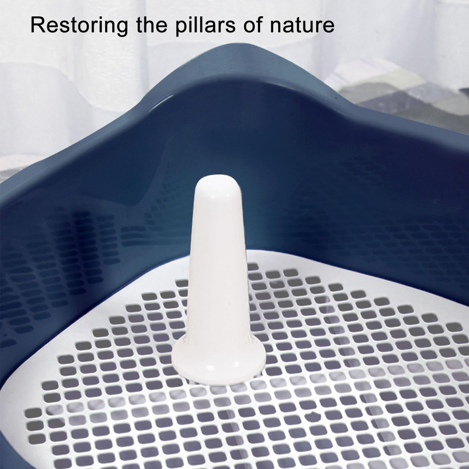 Dog Potty Tray with Training Post and Mesh Grid