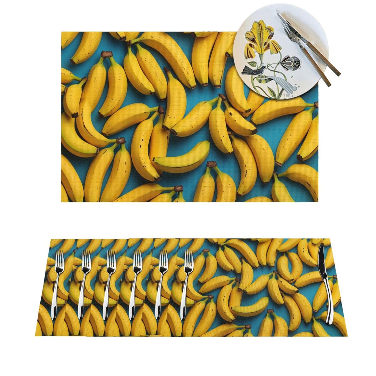 Set de table PVC anti-tache lot de 6 design bananes bleu pour stopper rayures et glissades