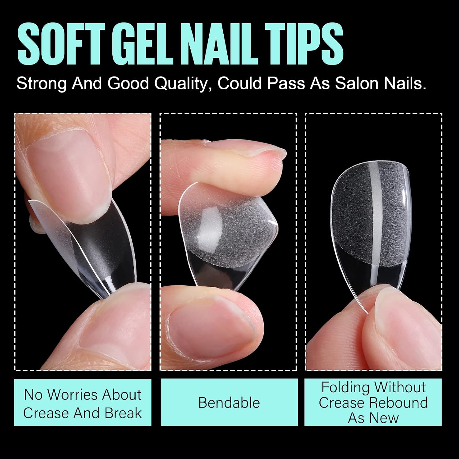 TOMICCA Short Nail Tips, 240Pcs Soft Gel Nail Tips, 10 Sizes Pre-shaped Half Matte Fake Gelly Tips, Press on Nail Acrylic False Nails for Nail Extension DIY Nail Salon