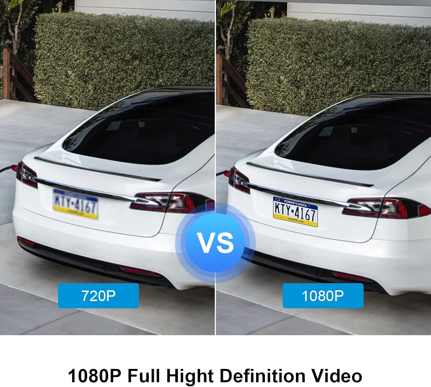 Comparison of 720P and 1080P video quality, showing clearer details in 1080P