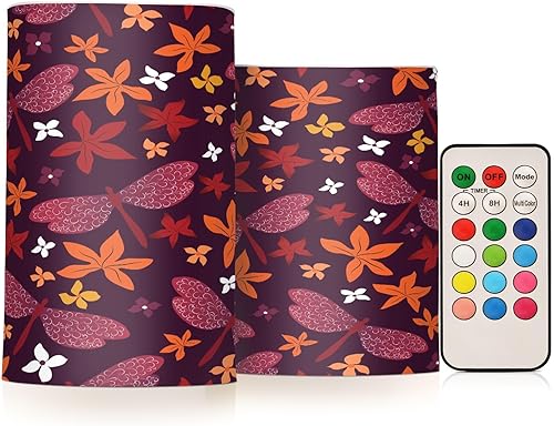 Sinestour Fall Dragonfly Flameless Candles Battery Operated Candles with Remote LED Candles Flickering Tea Lights Fake Candles with Timer for Votive