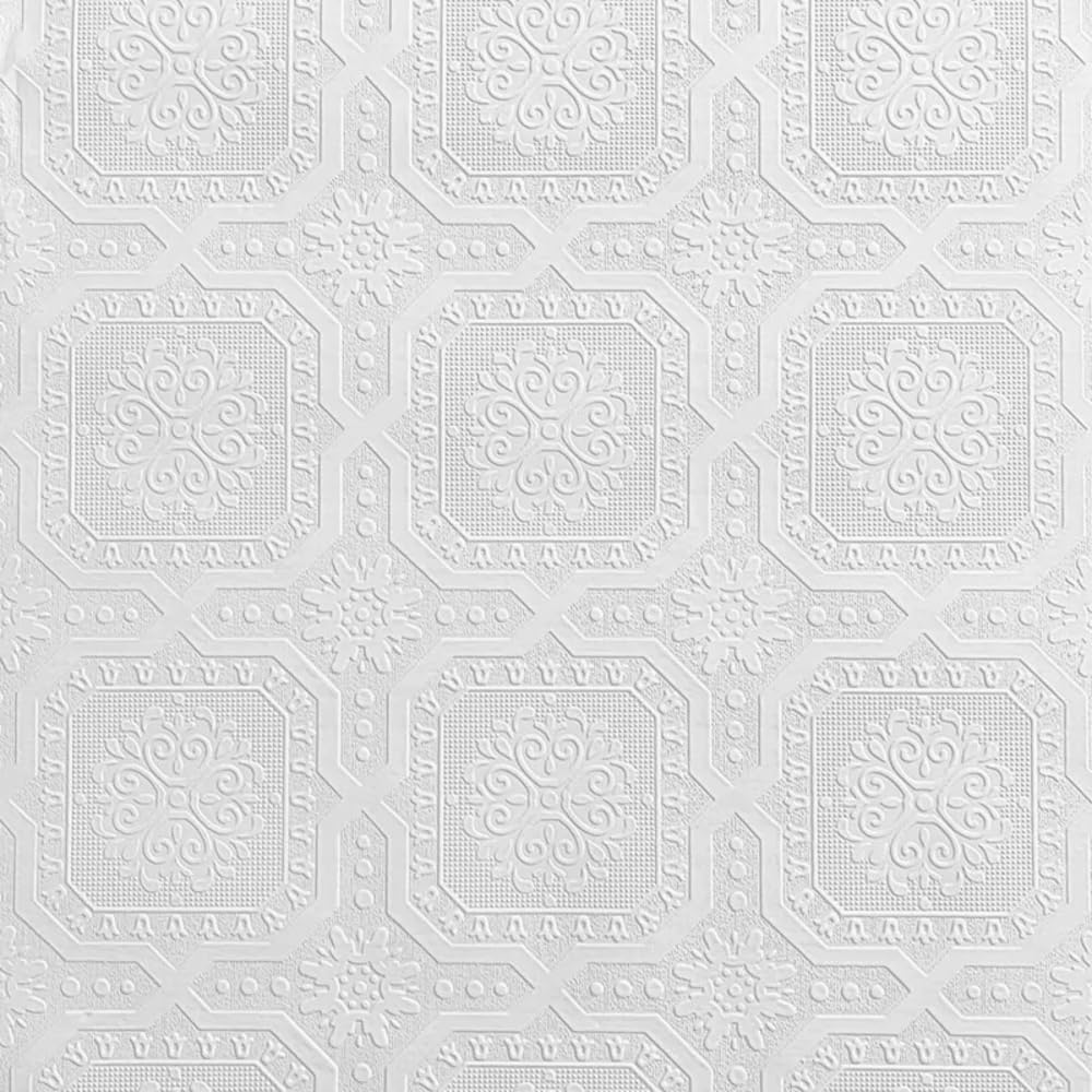 Belgravia Chatsworth White Wallpaper Textured Paintable Blown Vinyl Feature Wall