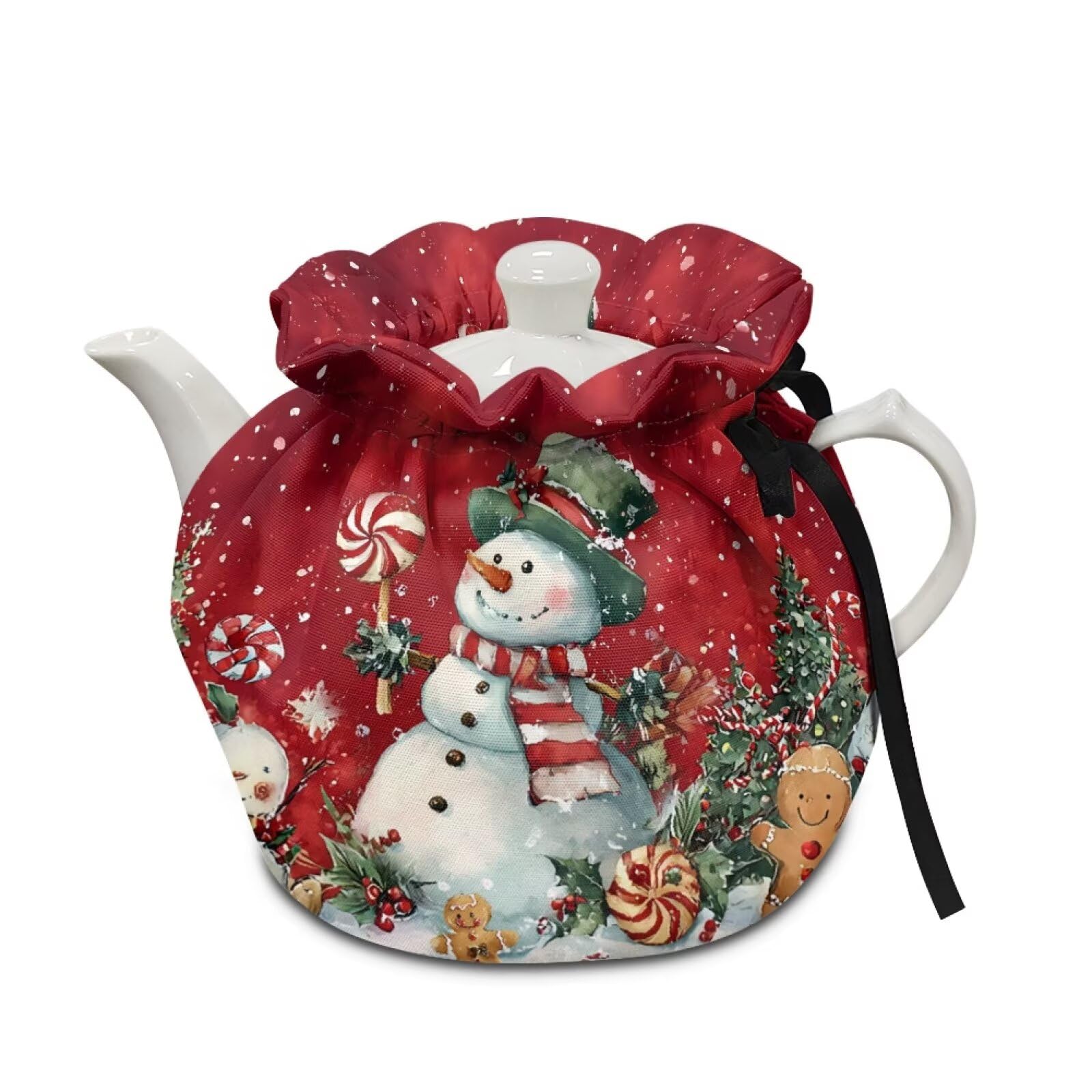 Christmas Tea Cozy for Teapot,Cute Christmas Snowman Stain Resistant Teapot Cover Sturdy Quilted Kettle Cover Breakfast Warmer Home Kitchen Decor