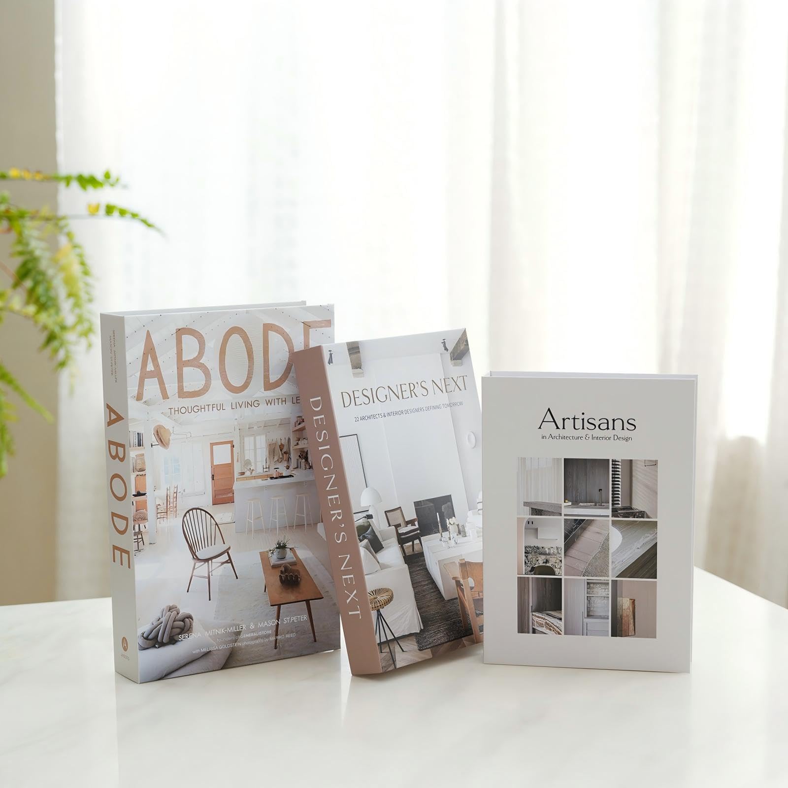 Faux livres décoratifs en lot de 3 avec finition esthétique moderne