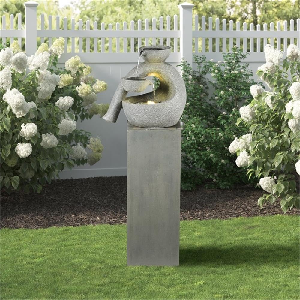 Smart Solar Zen Elephant Solar Free-Standing 3-Tier Cascading Garden Water Fountain 10392M01 , Gray