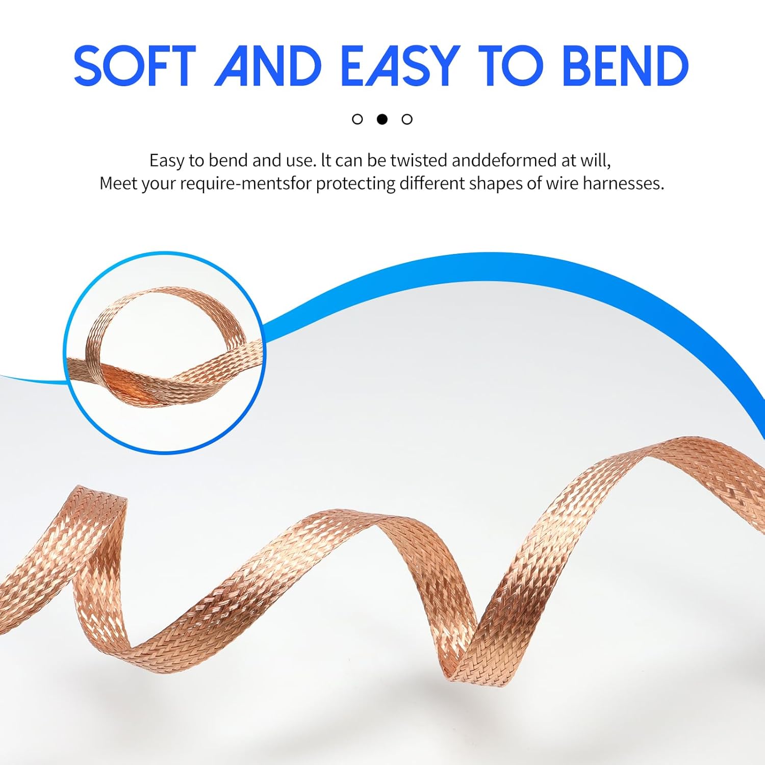 Flat Copper Braid Cable, 15ft Braided Mesh Copper Ground Strap Wire, Expandable Metal Shielding Wire for Screening Signal Grounding and Reducing Noise (1, 1")