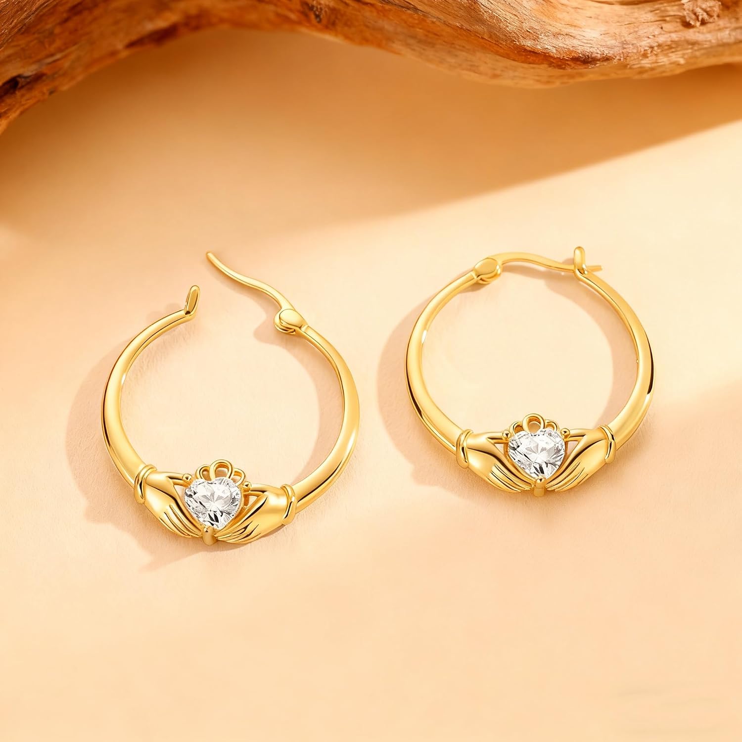 Hapour 925 Sterling Silver Hoop Earrings for Women 14K Gold Plated Hoop Earrings Lightweight Dainty Cubic Zirconia Twist Star Hoop Earrings