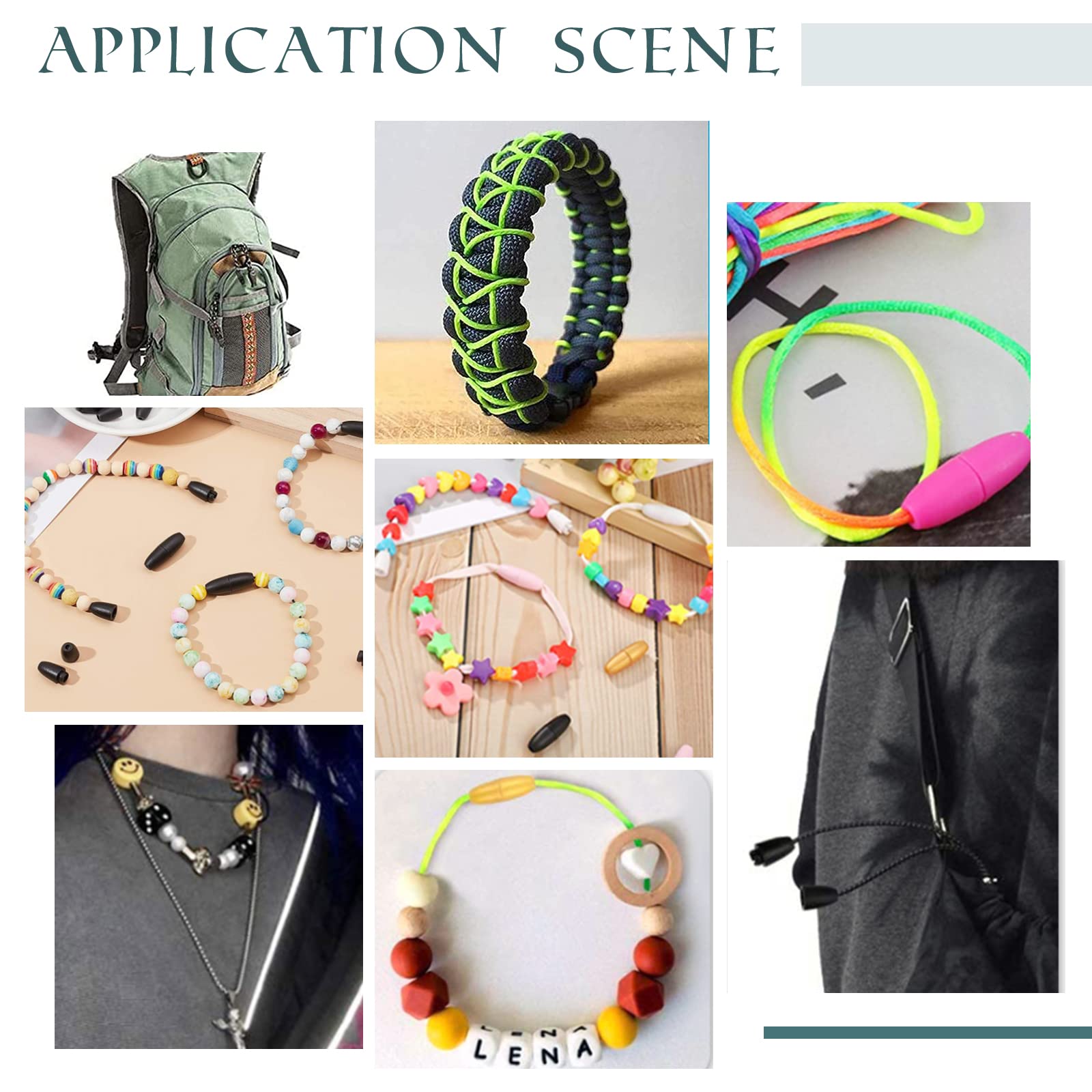 ZoeTekway Schnur Endkappen 20 Stück - 3mm Paracord Verschlüsse Schwarz