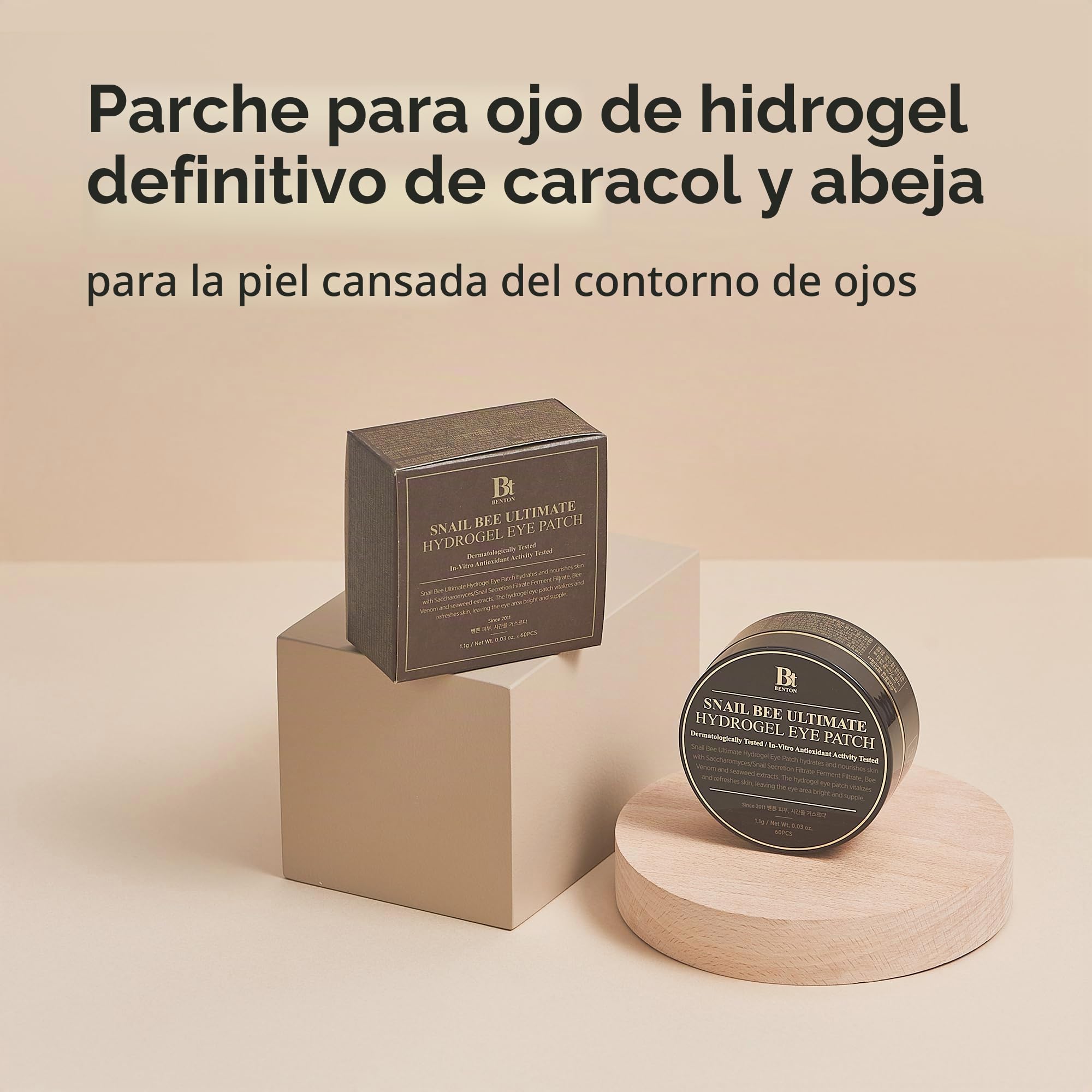 BENTON Snail Bee Ultimate Hydrogel Eye Patch (60pcs) - Parches oculares hidratantes | Parches oculares de mucina de caracol | Parches oculares reutilizables | Parches oculares refrescantes