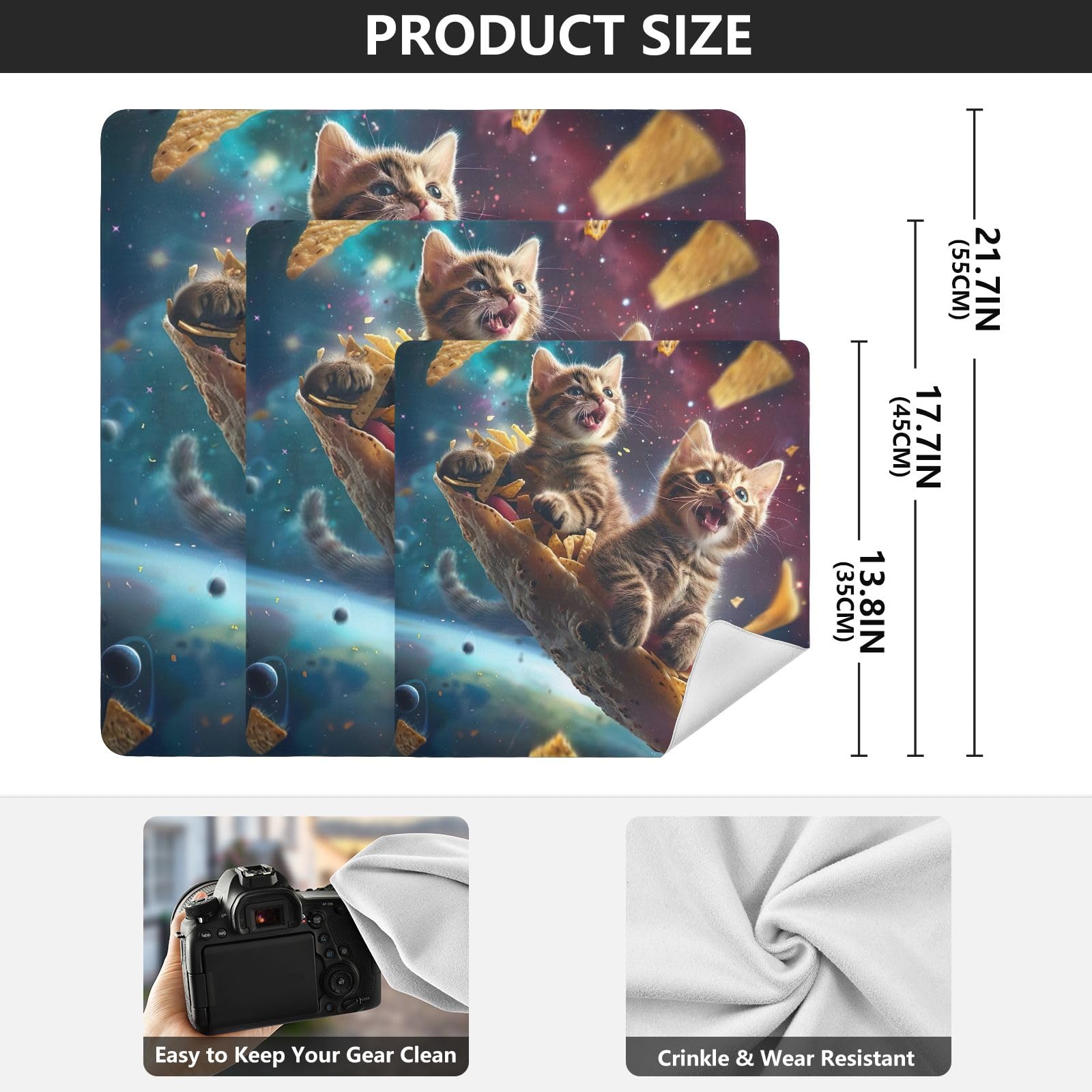 ODAWA Foldable Protective Wrap Funny Cat Galaxy Self-adhesive Cloth 21.7