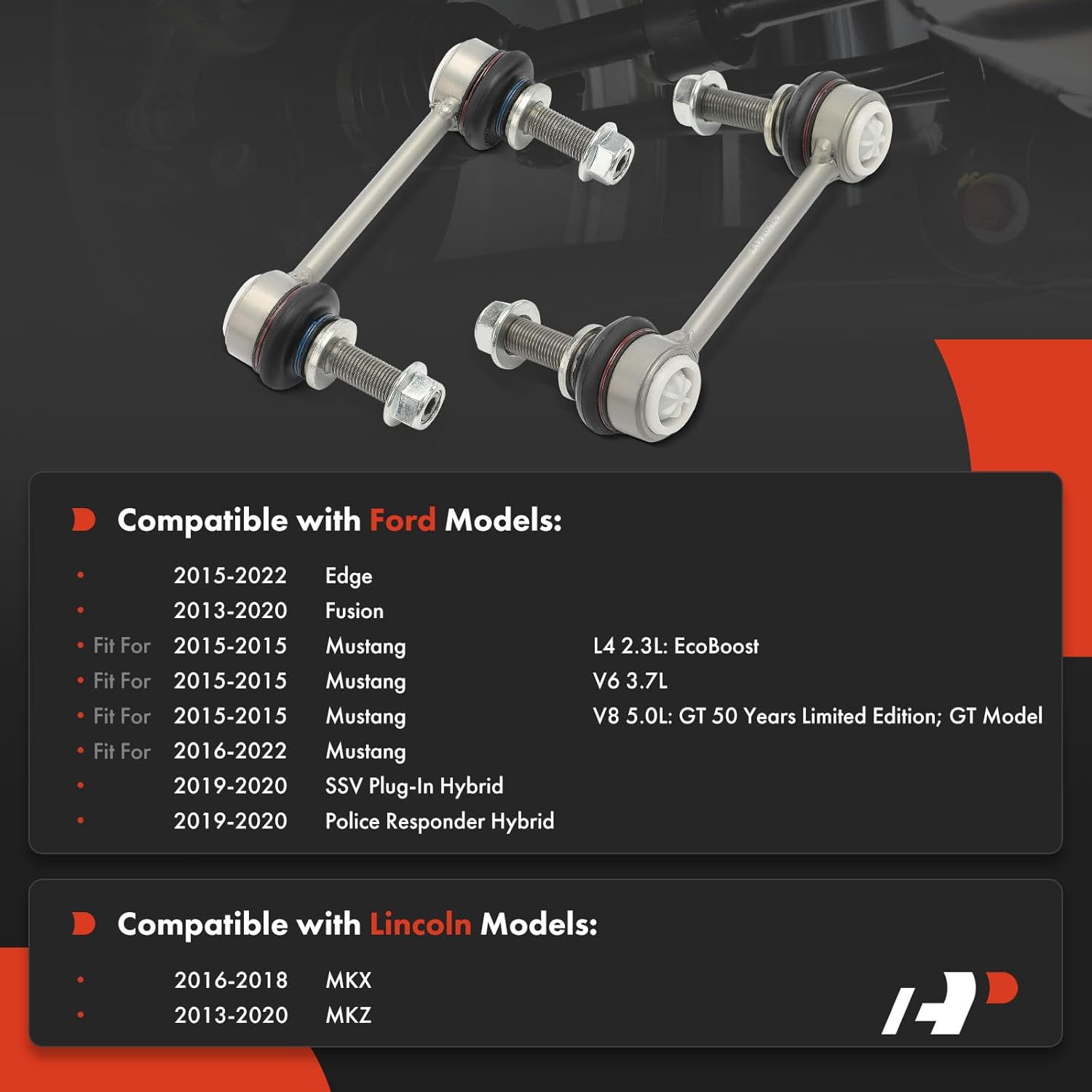 A-Premium 2 x Rear Sway Bar Links Stabilizer Bar Links, Compatible with Ford Fusion 13-20, Edge/Mustang 15-22, Police Responder Hybrid/SSV Plug-In Hybrid 19-20, Lincoln MKZ 13-20, MKX 16-18