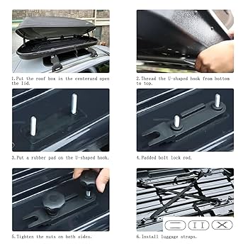 DYOUen 4 Pcs Roof Box Fixing U Bracket Universal Car Van Mounting Fitting Kit Heavy Duty U-bolts Clamps Installation Lock Nuts Accessory Set (4