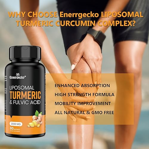 Miniatura 5 de Curcumina de cúrcuma liposomal de 2000 mg con pimienta negra y jengibre para una absorción superior con ácido fúlvico y ácido húmico, 180 cápsulas