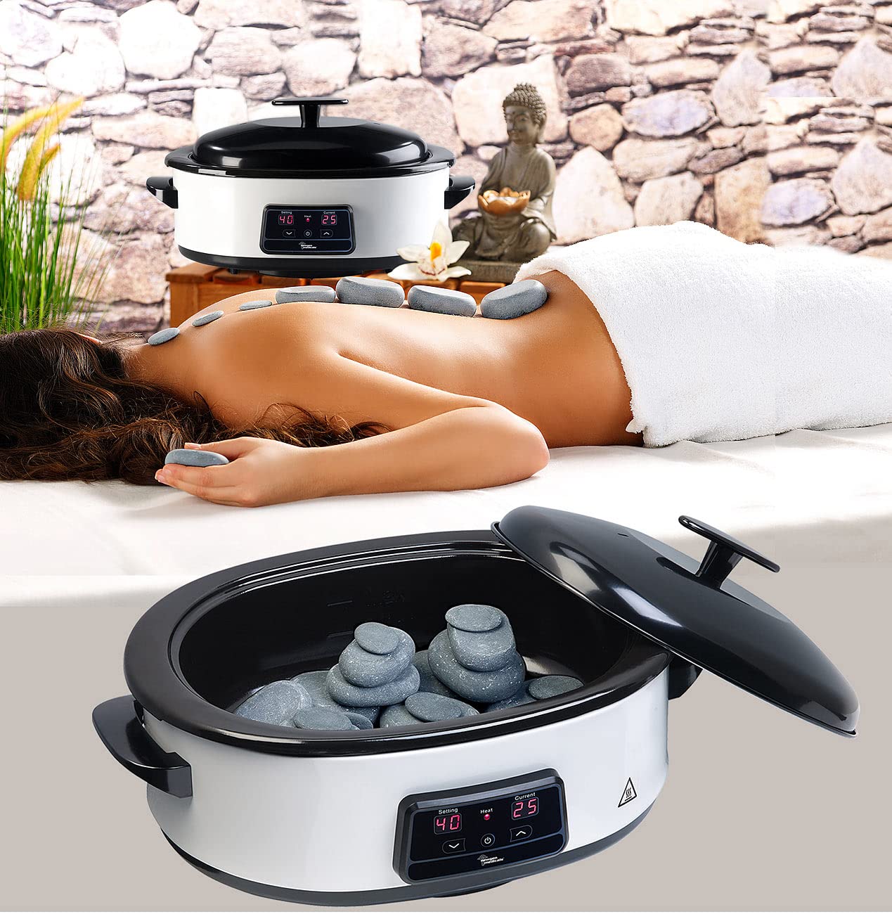 newgen medicals Kit de Massage à 23 Pierres Chaudes