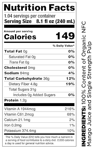 Miniatura 2 de Pomona Organic Juices Jugo de mango puro, botella de 8.4 onzas (paquete de 12), jugo orgánico prensado en frío, sin OMG, sin azúcar añadido, sin