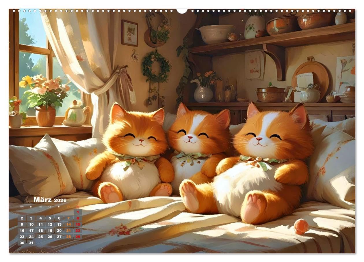 Kuscheliges & Knuddeliges (hochwertiger Premium Wandkalender 2026 DIN A2 quer), Kunstdruck in Hochglanz: Kuschel dich glücklich - mit Liebe gemacht. (CALVENDO Gesundheit)