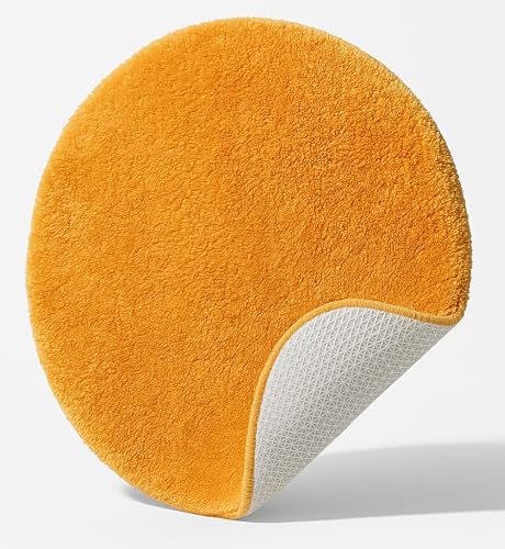 Brandsseller Badezimmerteppich Ø 60 cm Badvorleger Badematte Badteppich rund Chenille rutschfest saugstark maschinenwaschbar - Orange