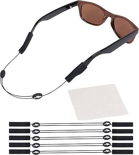 Correa ajustable para lentes (estilo tiburón)  Correa de gafas de sol sin cola  Soporte de cuerda para gafas  Con paño de limpieza de gafas adicional