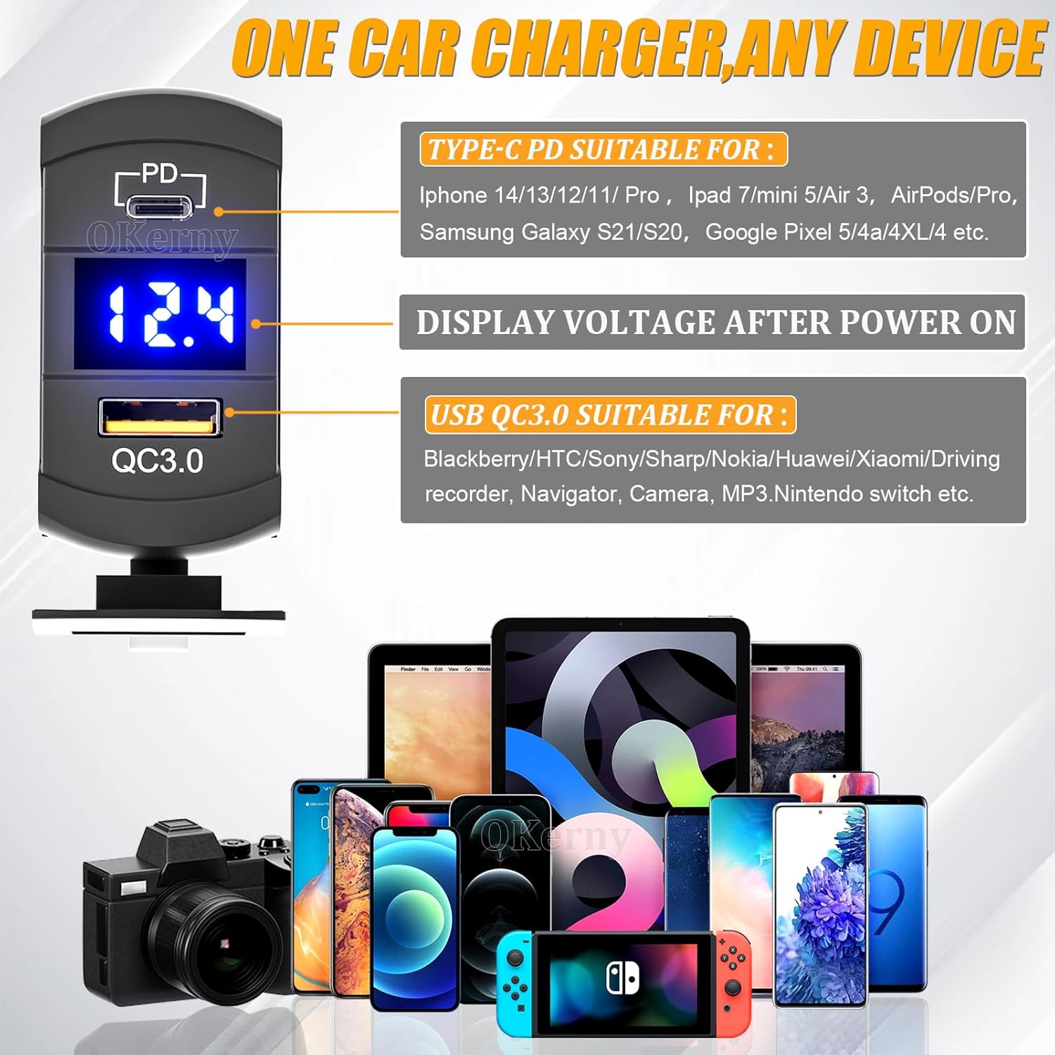 2 Gang Rocker Switch Aluminum Box w/PD Type C & QC 3.0 USB Charger Voltmeter Waterproof SPST ON/Off Toggle Switch Panel 180+ DIY Stickers for Car Marine Boat RV ATV UTV RZR Off Road (Small)