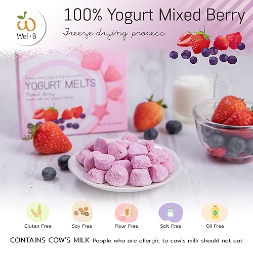 Miniatura 6 de Wel-B Alimentos liofilizados, bayas frescas con yogur liofilizadas a deliciosas, aperitivos de frutas crujientes, aperitivo saludable para niños y