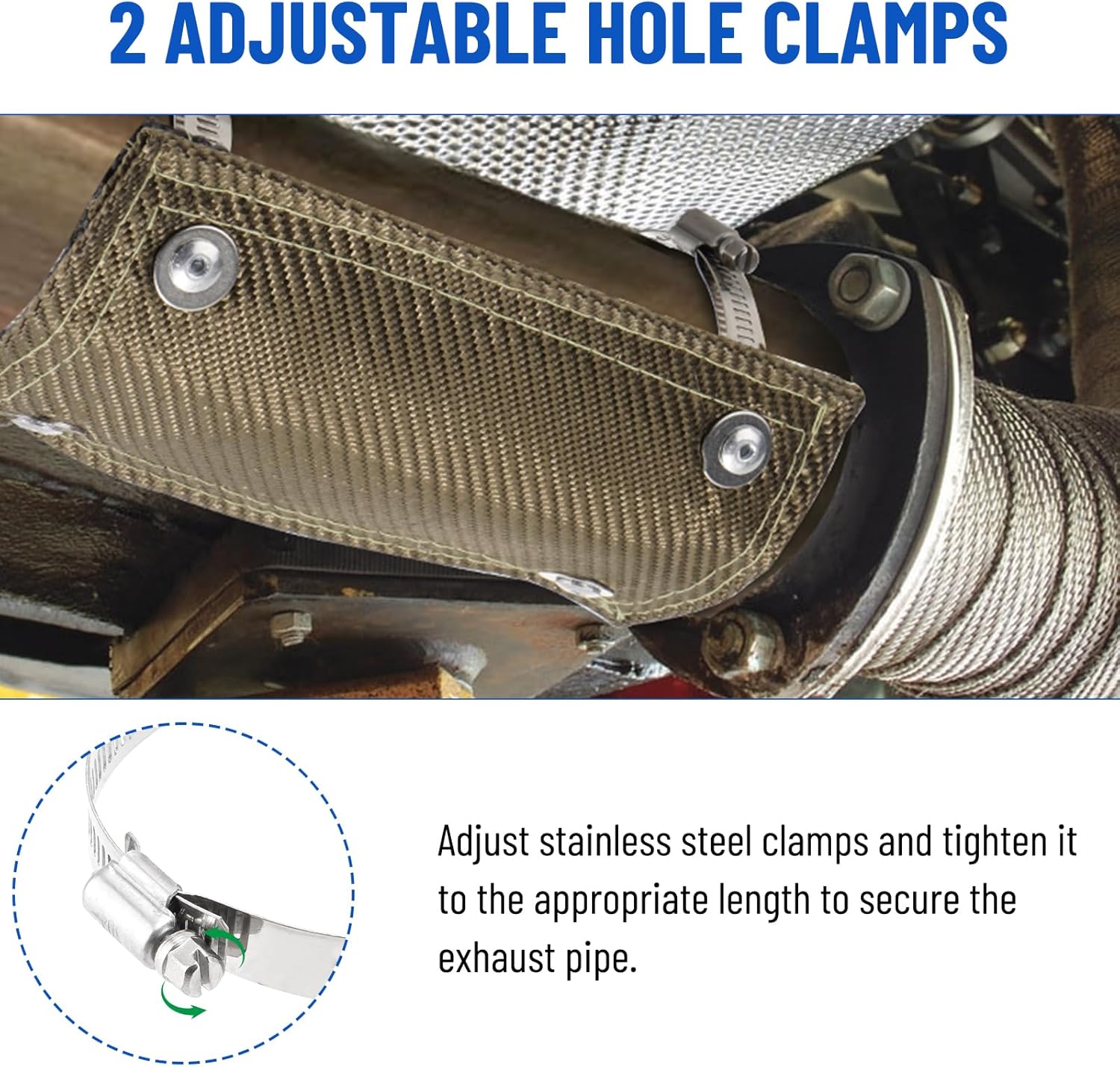 Titanium Pipe Shield with Gloves, 4" x 8" Exhaust Heat Shield, Two-Layer Material Design Heat Protection up to 1350°F, Protects Heat Sensitive Components, Hoses, Lines, and Electrical Wiring
