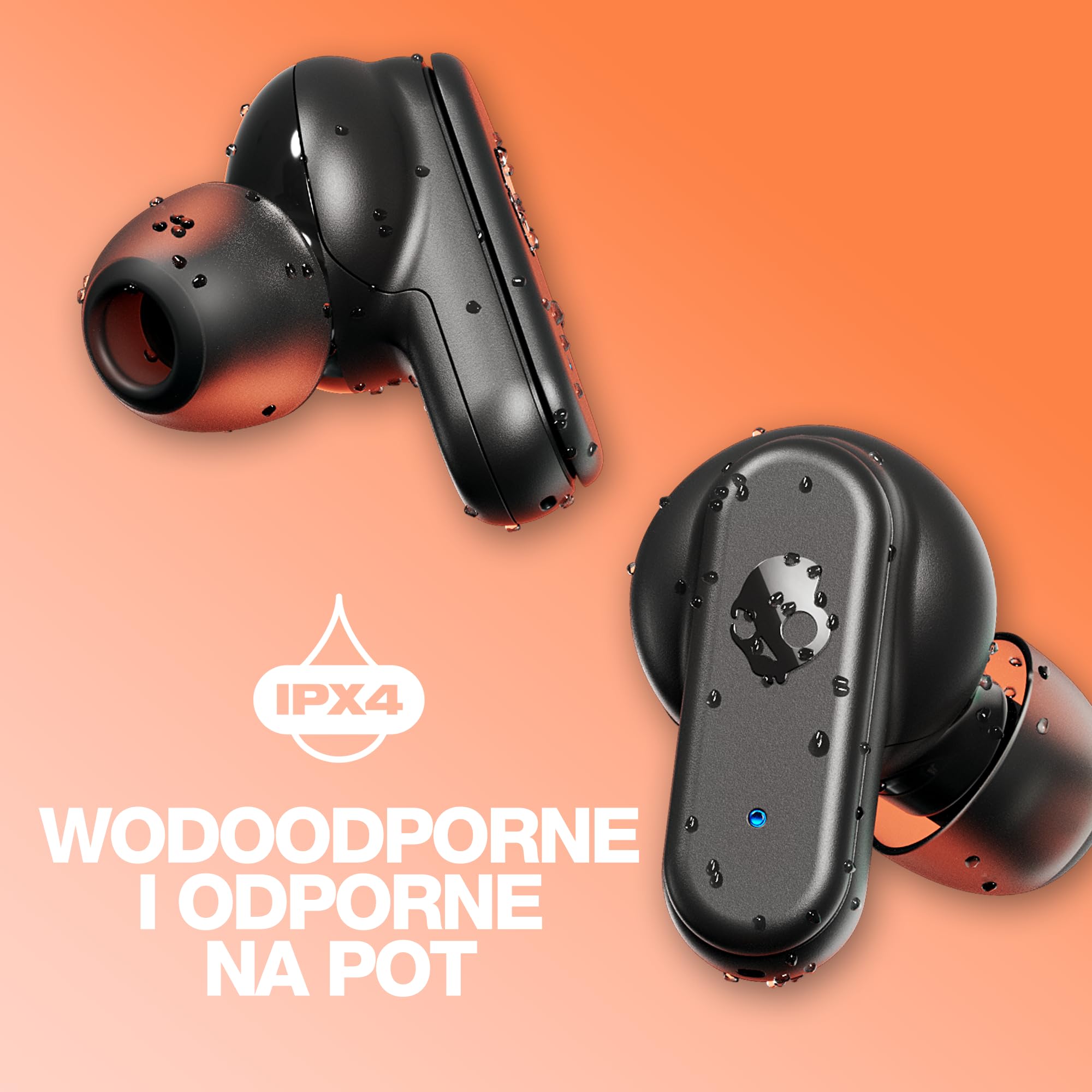 Skullcandy Dime 3 Bezprzewodowe Słuchawki Douszne, 20 godz. Słuchania, Mikrofon, Obsługa iPhone’a, Androida i urządzeń Bluetooth – Czarny
