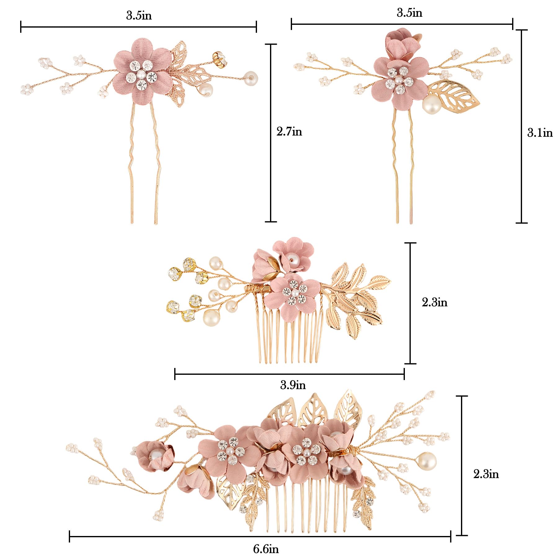 Ainelure Hair Accessories for Women, 8pcs Hair Pins Bride Flower Hair Pearls, Bridal Wedding Hair Accessories for Women Girls Gifts - Image 3
