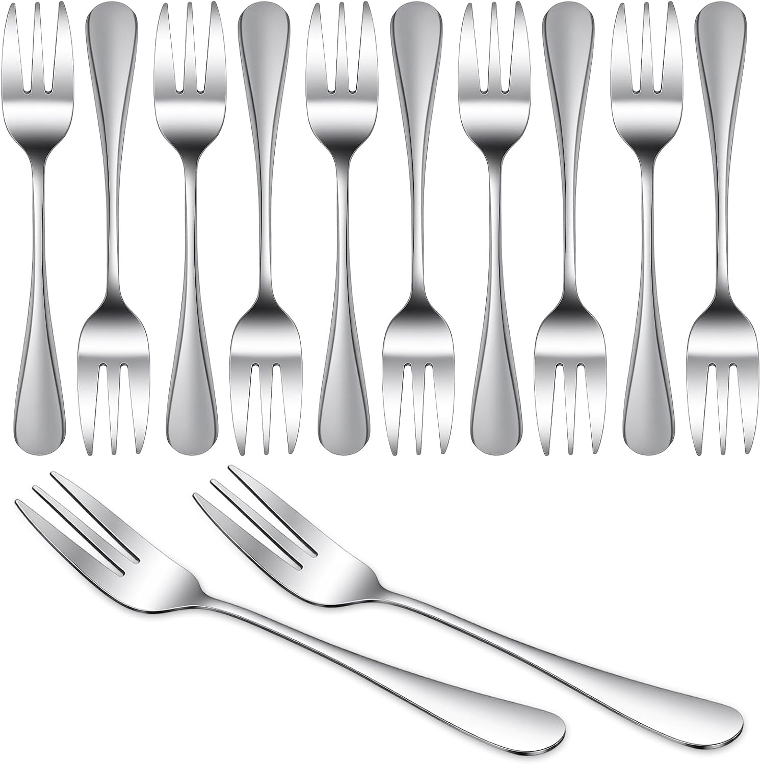 MAQUITA 48 Pcs Stainless Steel Cocktail Forks, Oyster Forks Set - 5.5 Inch Mirror Polished 3-Tine Appetizer Dessert Fork for Seafood, Fruit, Horderves, Party & Travel