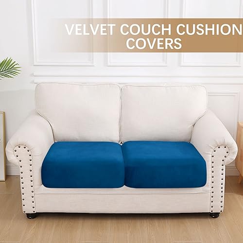 Miniatura 5 de hyha Fundas de cojín de terciopelo para sofá, fundas de asiento suaves para sofá modular de 2 cojines, lavables, funda mágica para sofá con parte