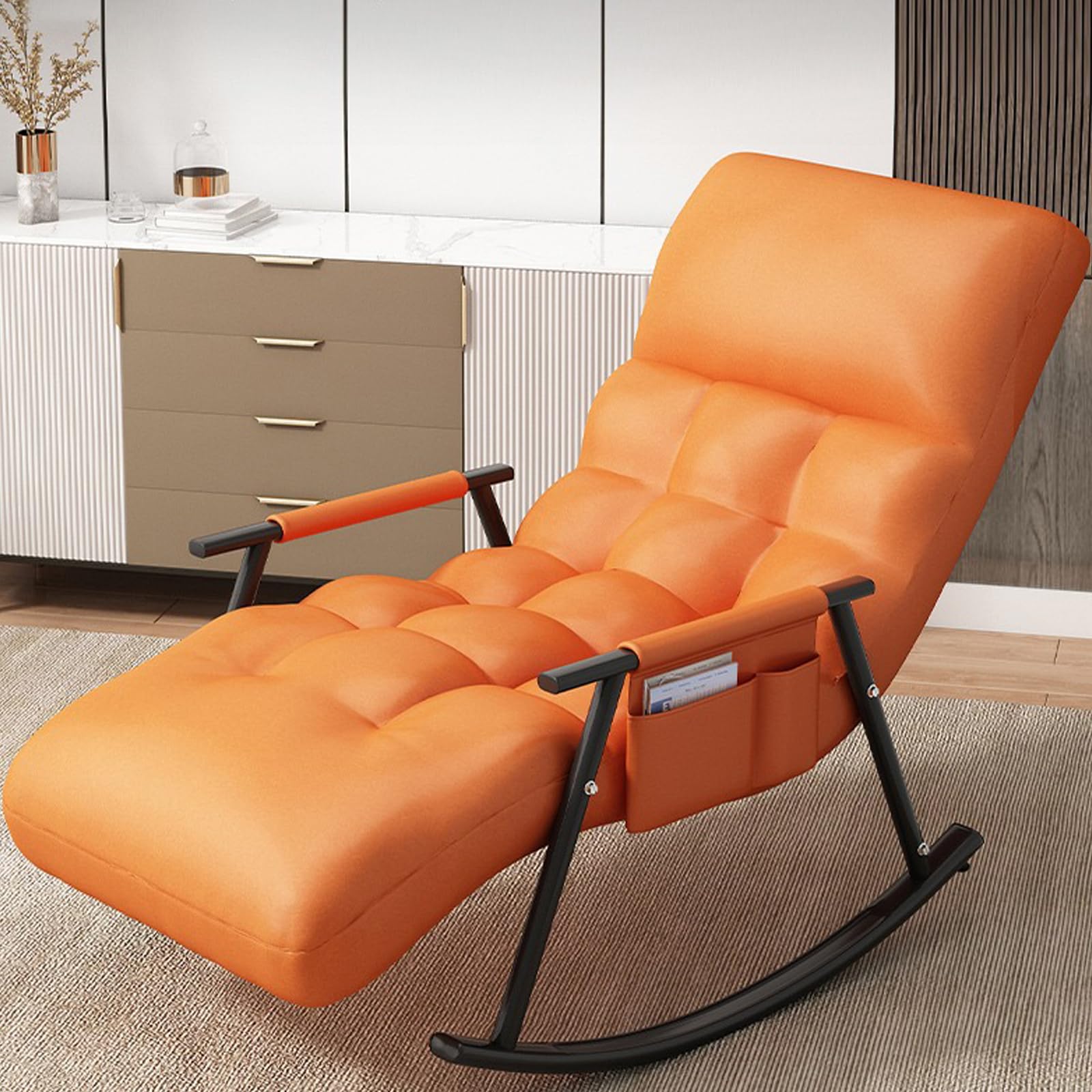 Chaise à bascule pour jardin et piscine : fauteuil relaxant à dossier réglable