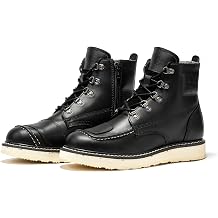 Magnolia 6" Side-Zipper Wedge Boots for Men, Lightweight Soft Moc Toe Motorcycle Boots SAP309-Brown, SAP309BK-Black, SAP310-Black