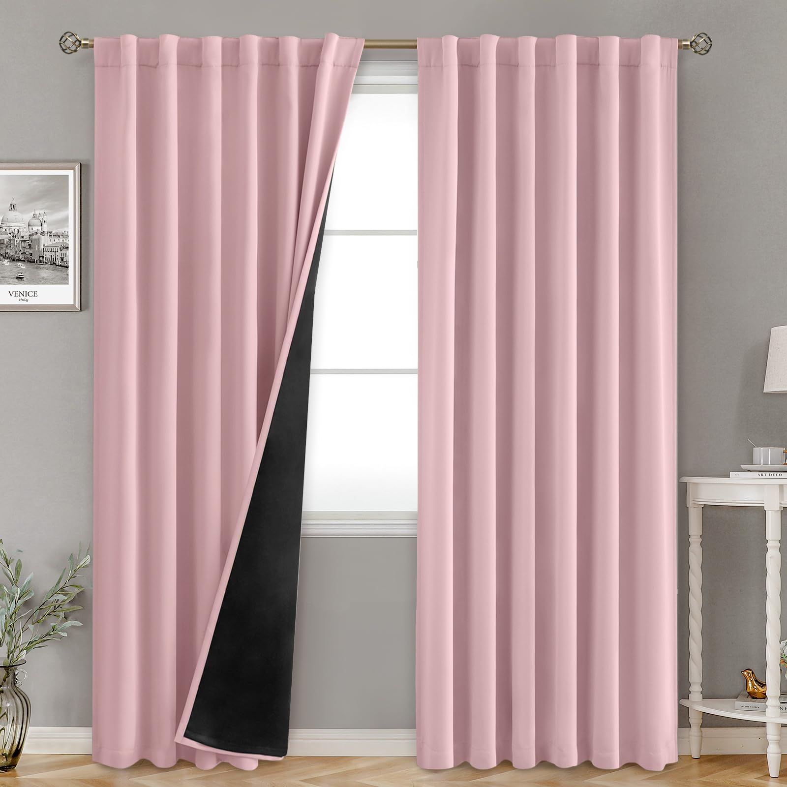 Amazon.com: BGment Pink 100% Blackout 52 x 78 Inch Curtains for