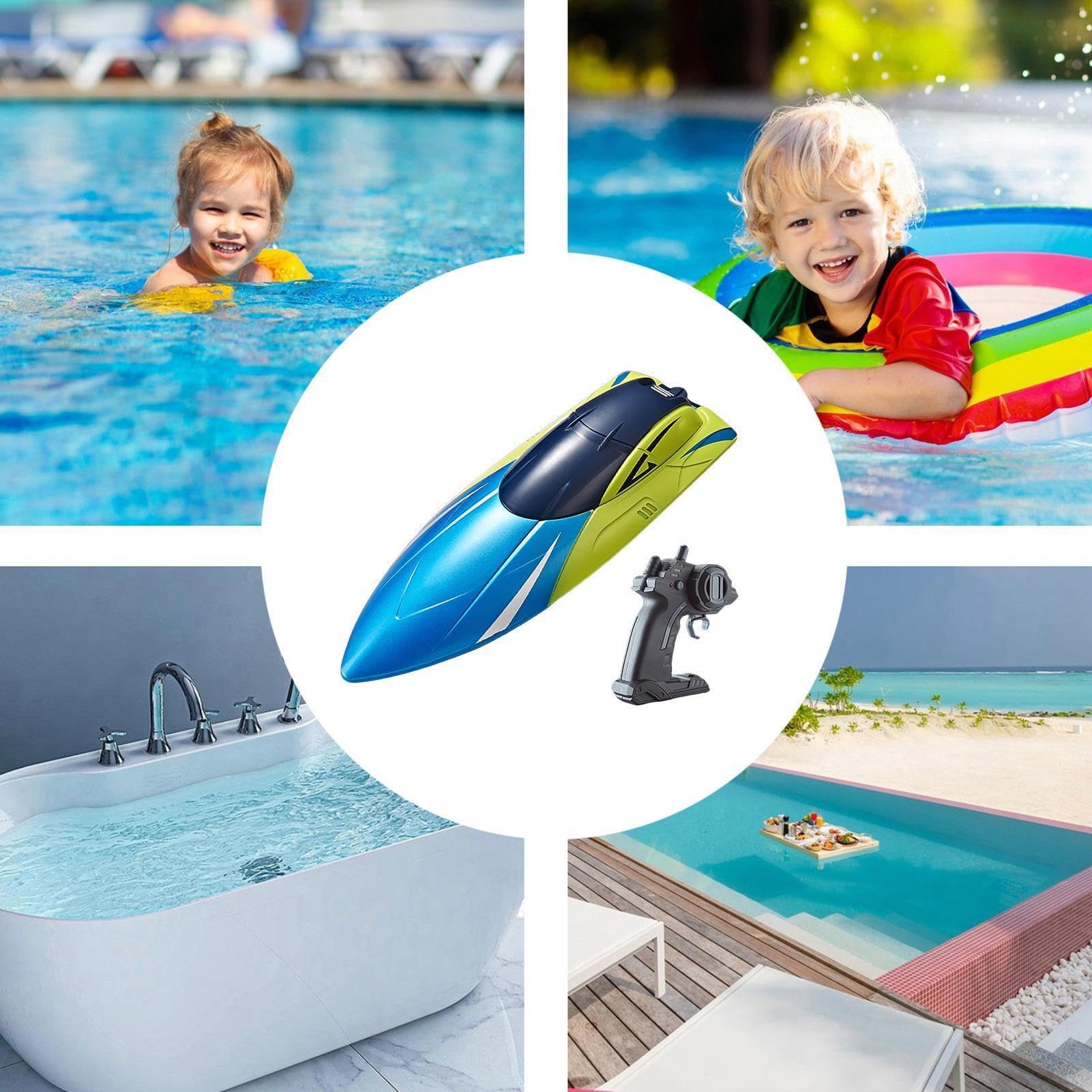 Genérico Radiocontrol para Adultos Juego Nave Alta Velocidad 15 Km/h | Alarma De Batería Baja Y Fuera De Alcance, Recargable, 100 Min De Juego, Lancha RC Rápida para Niños, Piscina, Bañera y