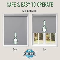 Vista 3 de Calyx INTERIORS Persiana enrollable opaca con cenefa, persiana aislante térmica, inalámbrica, 30.5 pulgadas de ancho x 60 pulgadas de alto, gris
